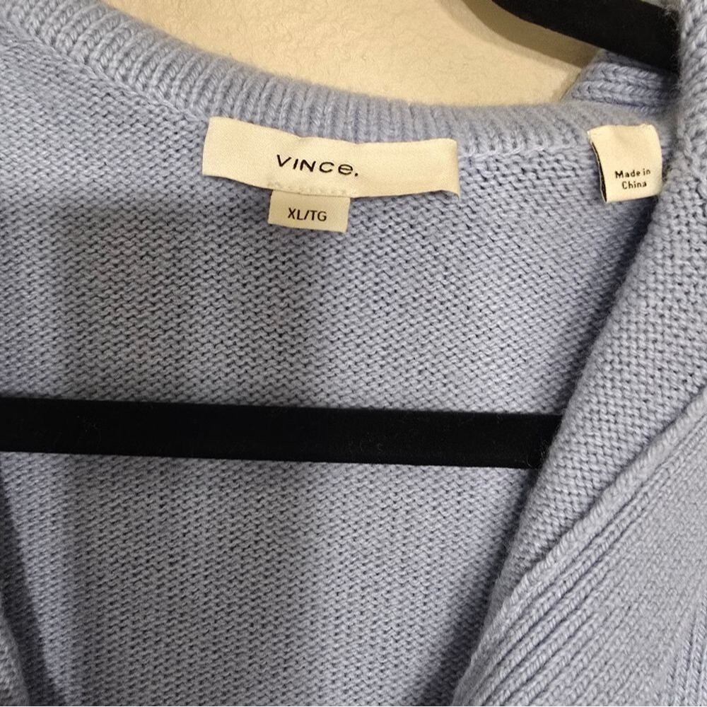 Vince Easy Johnny Collar Wool Blend Sweater Size XL Light Blue - Picture 5 of 6